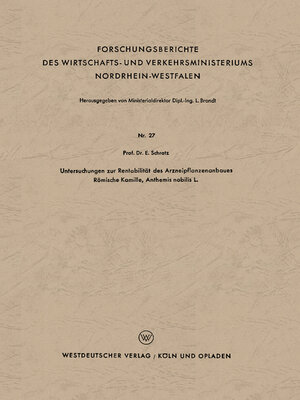 cover image of Untersuchungen zur Rentabilität des Arzneipflanzenanbaues Römische Kamille, Anthemis nobilis L.